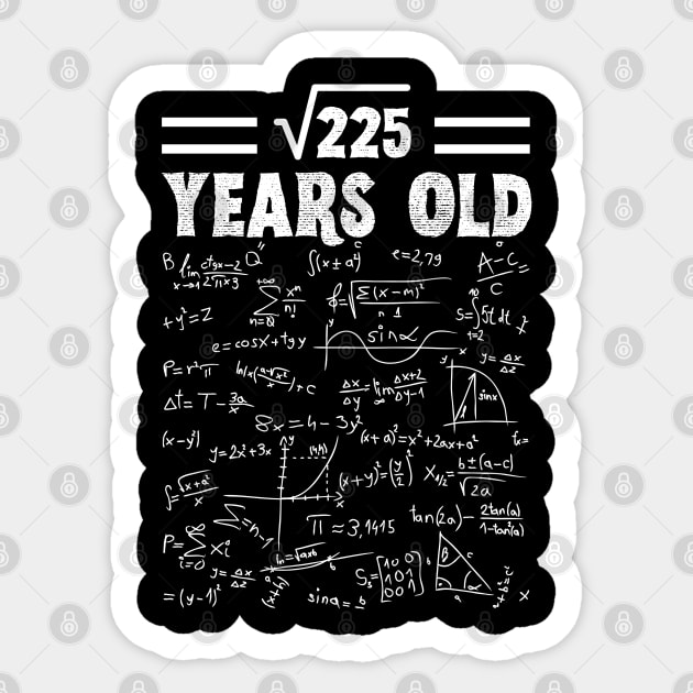 Square Root Of 225 15th Birthday, 15 Year Old Math Lover Gift Sticker by JustBeSatisfied